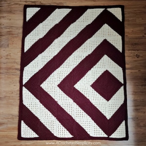 CROCHET PATTERN | Modern Crochet Motif Blanket | Throw | C2C Crochet Blanket Pattern | Granny Squares Crochet Blanket | Digital Download PDF