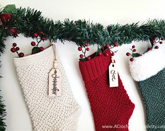 CROCHET PATTERN: Crochet Stocking Pattern | Crochet Christmas Stocking |  Christmas Stocking Pattern | Stacked Diamonds | Crochet Stocking
