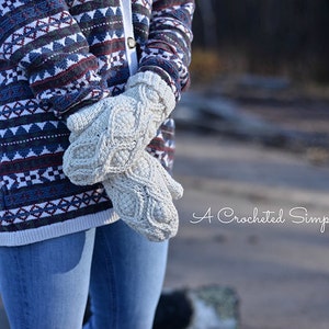 Crochet Pattern: Hourglass Cabled Fingerless Mitts & Mittens Permission to Sell Finished Items INSTANT DOWNLOAD image 2