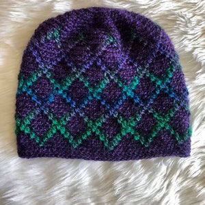 CROCHET HAT PATTERN: Diamonds Crochet Beanie Pattern | Slouch Hat ...