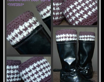 Crochet Pattern: Houndstooth Boot Cuffs  w/ Permission to sell finished item, 5 sizes