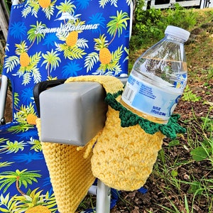Crochet Chair Caddy for lounge chairs, beach chairs, camping chairs, walkers, Adjustable to Fit Most Chairs, PDF Crochet Pattern