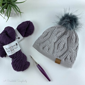 Crochet Pattern: Diamonds & Twists Cabled Beanie, One Size Fits Most Teens/Adults, Permission to sell finished items, Instant Download