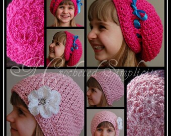 Crochet Pattern: "Graceful" Slouch Hat  w/ Permission to sell finished item, Toddler, Child, Adult