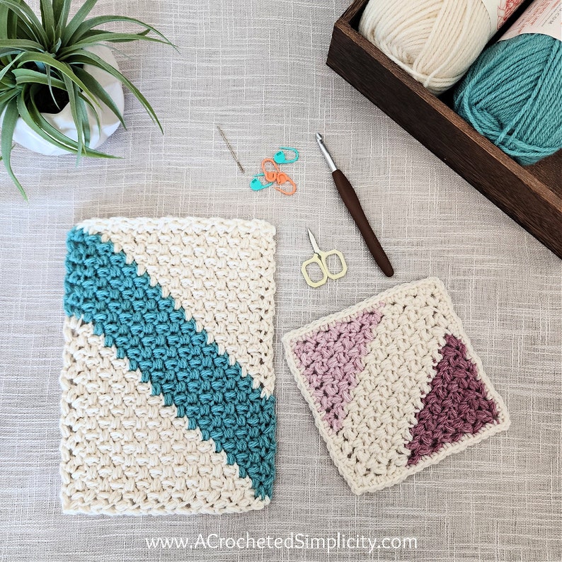 Crochet C2C Blanket Pattern, C2C Crochet Mini Bean Stitch 6 Square, C2C Square, Corner to Corner Rectangle Pattern INSTANT DOWNLOAD PDF image 2