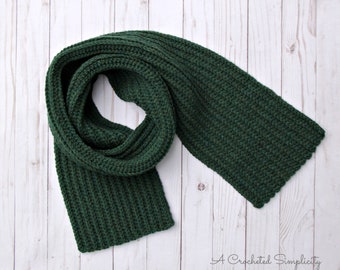 PDF Crochet Pattern: Reversible Basic Ribbed Scarf, crochet scarf, instant download crochet scarf pattern, Instant Download