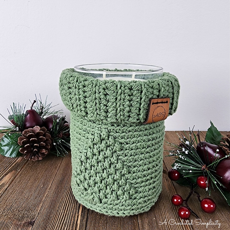 Crochet Mason Jar Cozy Pattern, O' Christmas Tree Crochet Jar Cozy, Crochet Jar Cozy Pattern, Crochet Basket Pattern, INSTANT DOWNLOAD PDF image 3