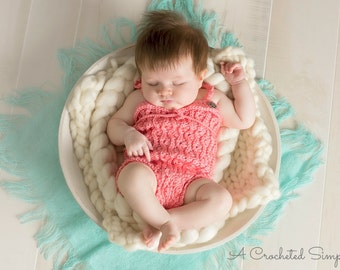 Crochet Pattern: "Summer Waves" Romper, Sizes Newborn, 0-3m, 3-6m, 6-12m, 12-18m, 18-24m