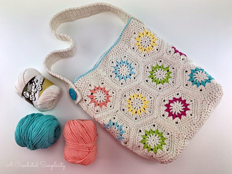 Summer Retro Tote Bag Pattern, PDF DIGITAL DOWNLOAD Crochet Pattern, tote bag crochet pattern, Instant Download image 1