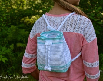 Drawstring Mini-Backpack Crochet Pattern, backpack crochet pattern, small crochet backpack, backpack purse, Instant Download Digital PDF