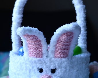 Crochet Basket Pattern: "Cottontail" Crochet Easter Basket, Bunny Easter Basket, Easter Basket Crochet Pattern