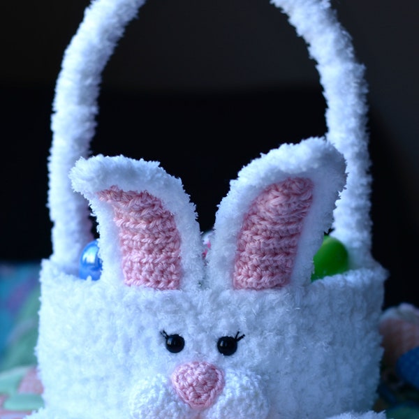 Crochet Basket Pattern: "Cottontail" Crochet Easter Basket, Bunny Easter Basket, Easter Basket Crochet Pattern