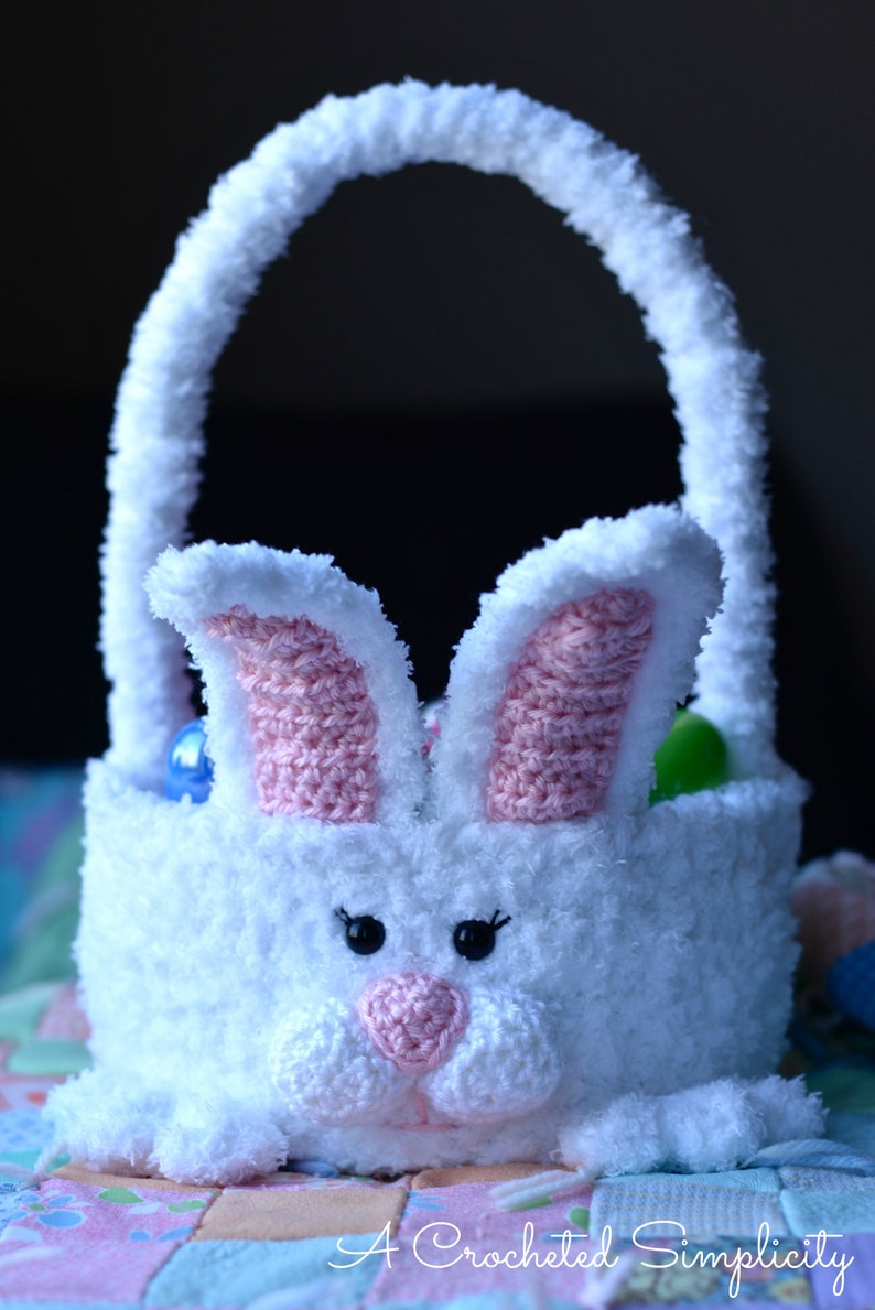 Crochet Basket Pattern: Cottontail Crochet Easter Basket, Bunny Easter Basket, Easter Basket Crochet Pattern image 1