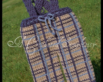 Crochet Pattern: "Perfectly Plaid" Baby Pants & Bowtie, Newborn thru 4T, Permission to Sell Finished Items