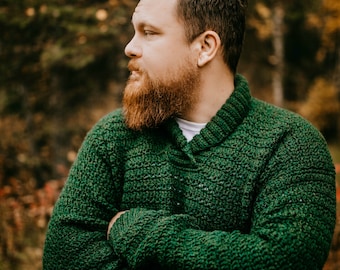 PDF Crochet Sweater Pattern: Brentwood Men's Pullover, mens crochet sweater pattern, crochet patterns for men