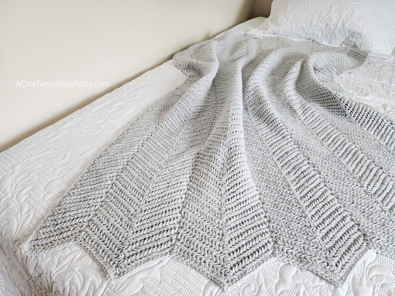 Herringbone Crochet Blanket Pattern, Herringbone Single Crochet Ripple Blanket, Crochet Ripple Stitch, INSTANT DOWNLOAD PDF image 3