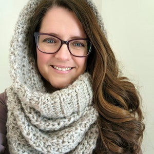 Crochet Cowl Pattern, Easy Crochet Hooded Cowl Pattern, Bulky Crochet Cowl, Crochet Hood, Hooded Scarf, Crochet Snood INSTANT DOWNLOAD PDF image 2