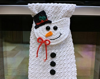 Crochet Pattern: Snowman Kitchen Towel, Crochet Dish Towel Pattern, Permission to sell finished items, Instant Download