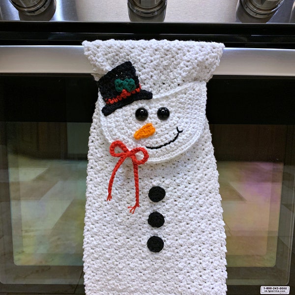 Crochet Pattern: Snowman Kitchen Towel, Crochet Dish Towel Pattern, Permission to sell finished items, Instant Download