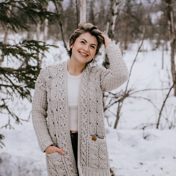 CROCHET CARDIGAN PATTERN | Cozy Cable Crochet Cardigan | Women's Crochet Sweater | Cardigan Crochet Pattern | Instant Download