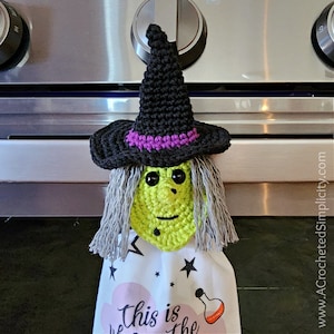 Crochet Towel Holder Pattern, Witch Crochet Towel Holder, Crochet Towel Topper, Crochet Towel Ring, Kitchen Towel Holder PDF Crochet Pattern