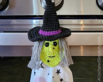 Crochet Towel Holder Pattern, Witch Crochet Towel Holder, Crochet Towel Topper, Crochet Towel Ring, Kitchen Towel Holder PDF Crochet Pattern