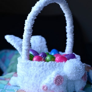 Crochet Basket Pattern: Cottontail Crochet Easter Basket, Bunny Easter Basket, Easter Basket Crochet Pattern image 2