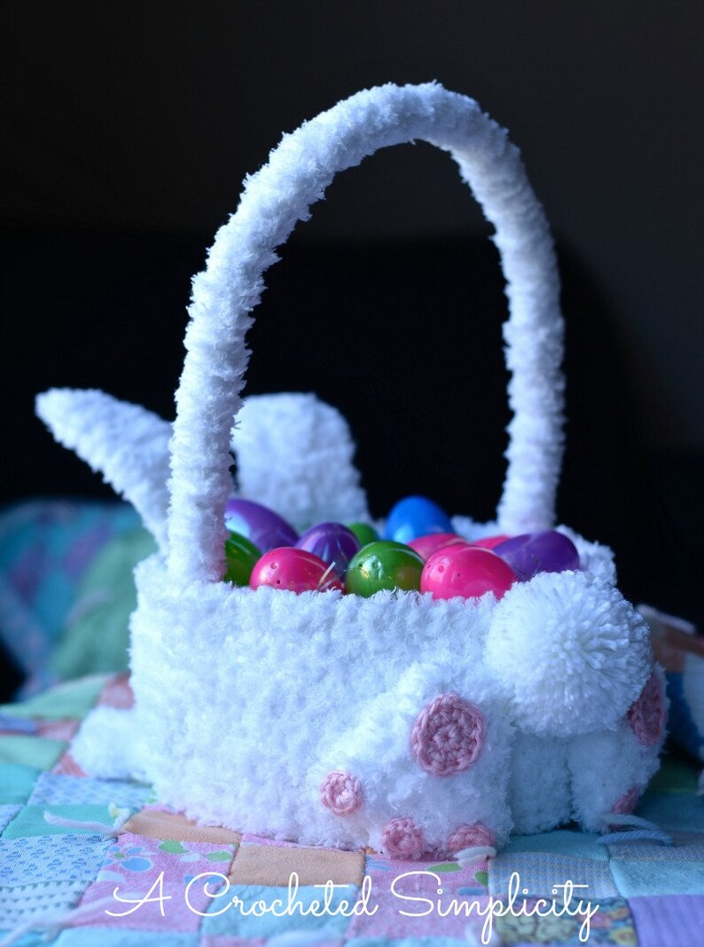 Crochet Basket Pattern: Cottontail Crochet Easter Basket, Bunny Easter Basket, Easter Basket Crochet Pattern image 2