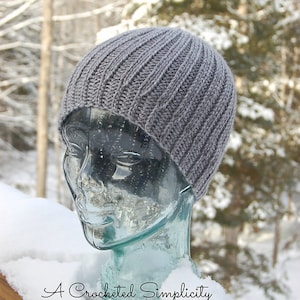 CROCHET BEANIE PATTERN | Men&#39;s Knit Look Beanie | Knit Look Crochet Hat | Crochet Hat for Men | Short Row Crochet Hat | Instant Download Pdf