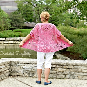 Crochet Cardigan Pattern | Reina Lacy Granny Square Cardigan | Summer Crochet Cardigan | Granny Square Cardigan | Crochet Cardigan PDF