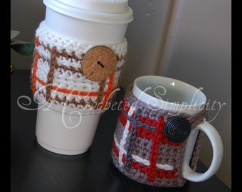 Crochet Pattern: "Perfectly Plaid" Coffee Sleeve & Mug Cozy, Permission to Sell Finished Items