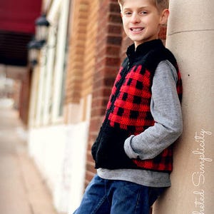 Crochet Pattern: Mens Plaid Zipper Front Vest, Mens Sizes S thru 2XL Permission to Sell Finished Items image 3