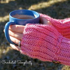 Crochet Pattern: Knit-Look Fingerless Gloves, Sizes Child, Adult Small, Adult Medium, Adult Large