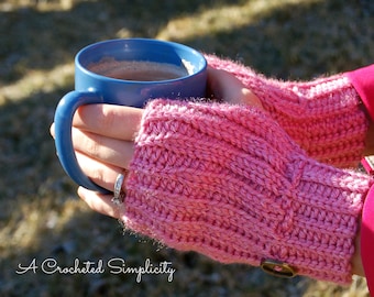 CROCHET PATTERN | Knit-Look Fingerless Gloves | Crochet Fingerless Gloves for Kids and Adults | Instant Download PDF