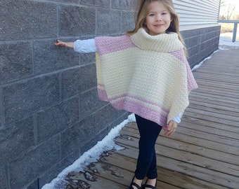 Crochet Poncho Pattern | Emelyn Cowl Neck Poncho Crochet Pattern | Fall & Winter Wear | Kids Poncho Pattern | PDF Digital Download