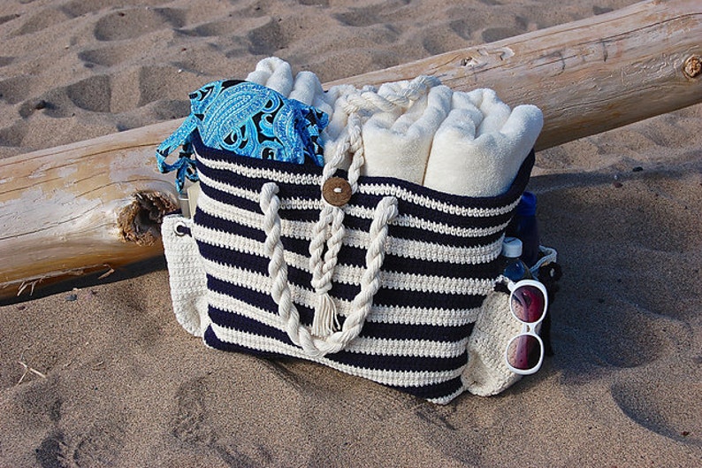 Crochet Pattern: Nautical Knots Beach / Yarn / Tote Bag, 2 sizes included, Permission to Sell Finished Items image 3