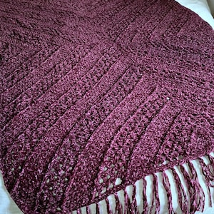 PDF Crochet Pattern: Aubergine Afghan, velvet blanket pattern, crochet blanket for the home, instant download