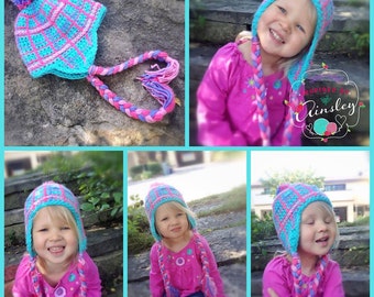 2 Crochet Patterns: "Perfectly Plaid" Slouch & Beanie or Earflap Patterns, Permission to Sell Finished Items