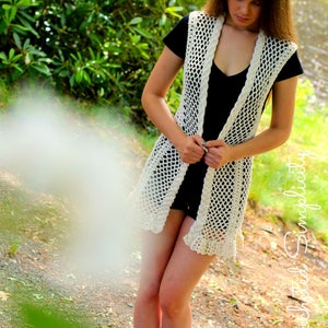 Crochet Pattern: Adalene Cabled Vest, Sizes XS thru 5X Permission to sell finished items image 2