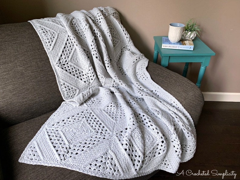 Crochet Pattern on the Bias Granny Square Afghan Blanket Etsy