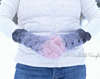 Crochet Pattern: Big Bold Cabled Mittens & Fingerless Gloves, Sizes Women's Small, Medium, and Large, Permission to Sell Finished Items