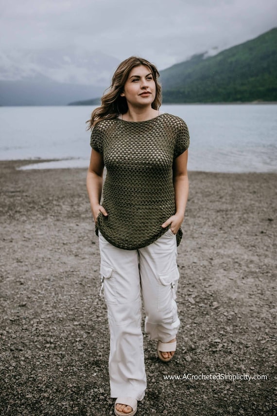 Mesh Crochet Top Pattern, Honeycomb Crochet Mesh Top, Summer Top, Crochet Lace Top, Crochet Pullover, Summer Crochet Top PDF Crochet Pattern