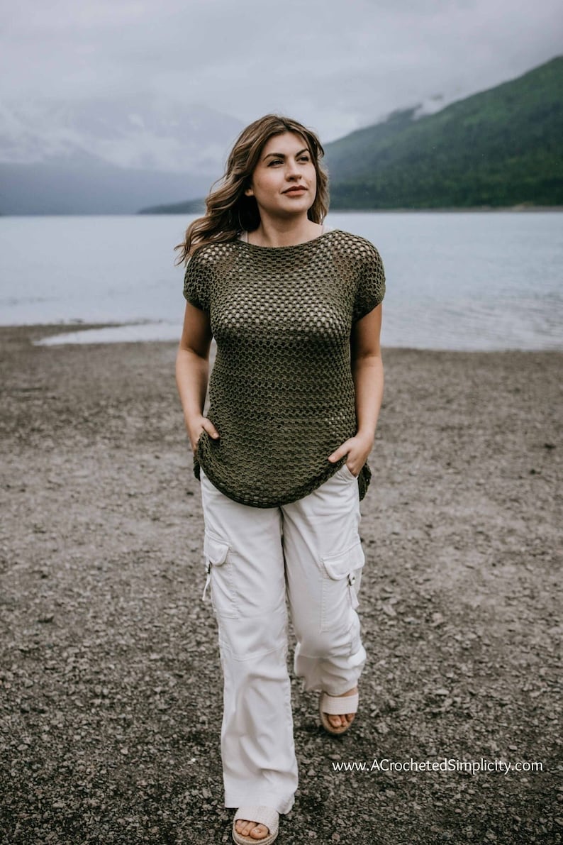Mesh Crochet Top Pattern, Honeycomb Crochet Mesh Top, Summer Top, Crochet Lace Top, Crochet Pullover, Summer Crochet Top PDF Crochet Pattern image 1