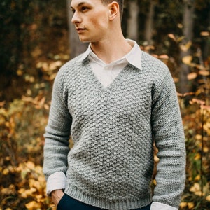 Crochet Sweater Pattern: Breckenridge Men's V Neck Pullover **Permission to sell finished items