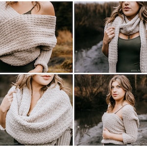 CROCHET PATTERN: Crochet Sweater Scarf | Crochet Scarf with Sleeves |  Wrap Around Scarf with Sleeves | Easy Crochet | PDF Crochet Pattern