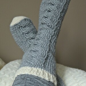 Crochet Pattern: Big Bold Cabled Slipper Socks & Footies - Etsy