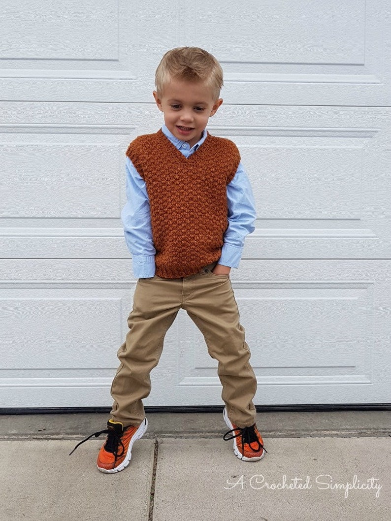 Crochet Pattern: Summit Kids Sweater Vest **Permission to sell finished items image 3