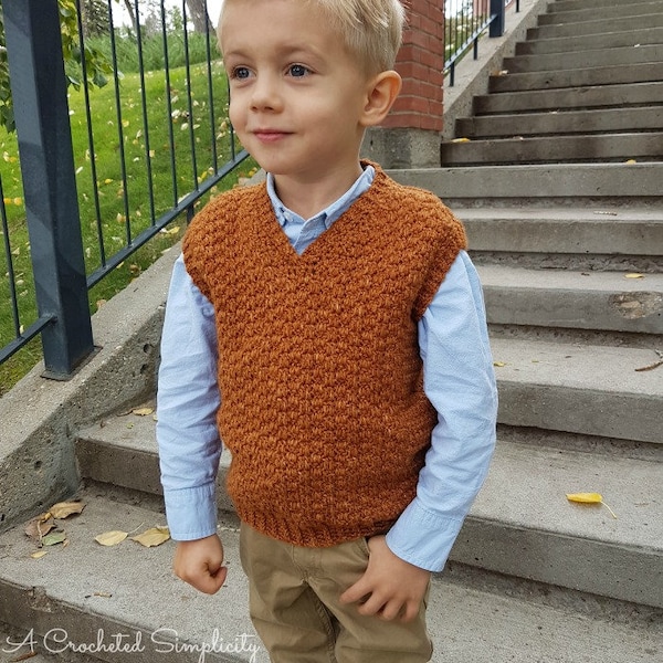 Crochet Pattern: Summit Kids Sweater Vest **Permission to sell finished items