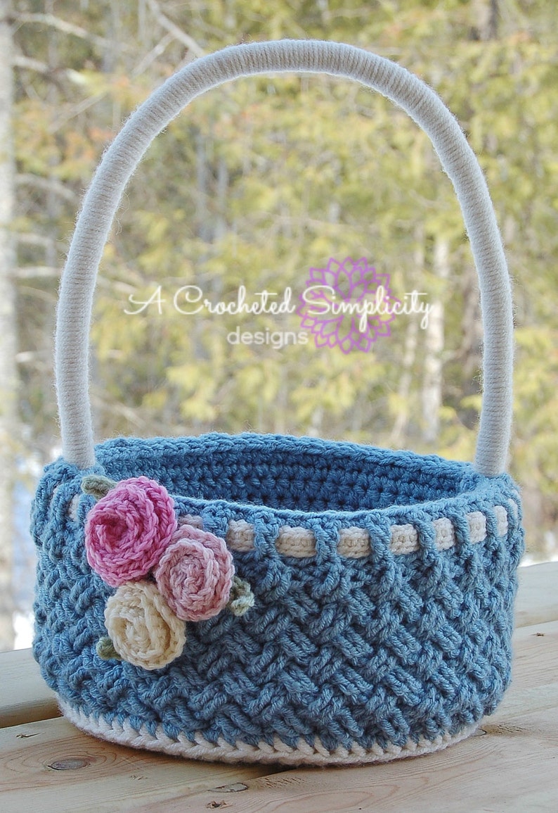 Crochet Pattern: Woven Treasures Basket Pattern, Easter or Everyday w/ Permission To Sell Finished Items image 1