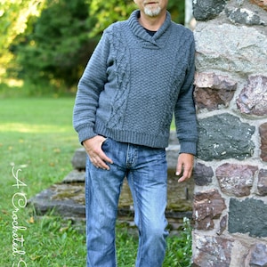 Crochet Pattern: Midwestern Warmth Men's Cabled Sweater **Permission to sell finished items